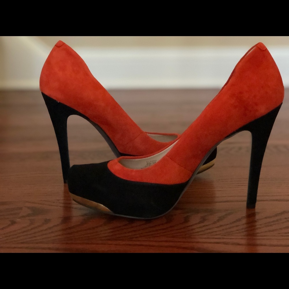 Suede high heel pumps